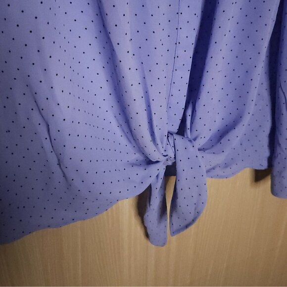 Dana Buchman Blue Front Tie Navy Polka Dot Blouse Medium - Picture 4 of 7